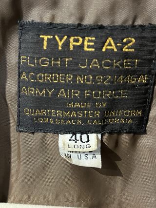 Chaqueta bomber Cuero tipo A2 WW2 Vintage