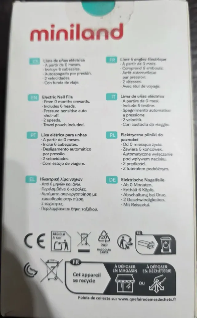 Lima de uñas eléctrica Miniland bebé
