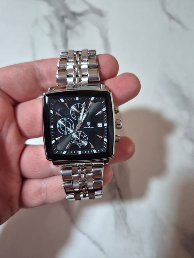 Poedagar Rectangular Chrono Acero Inoxidable