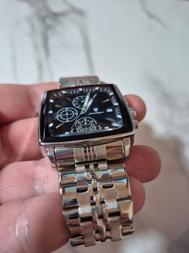 Poedagar Rectangular Chrono Acero Inoxidable