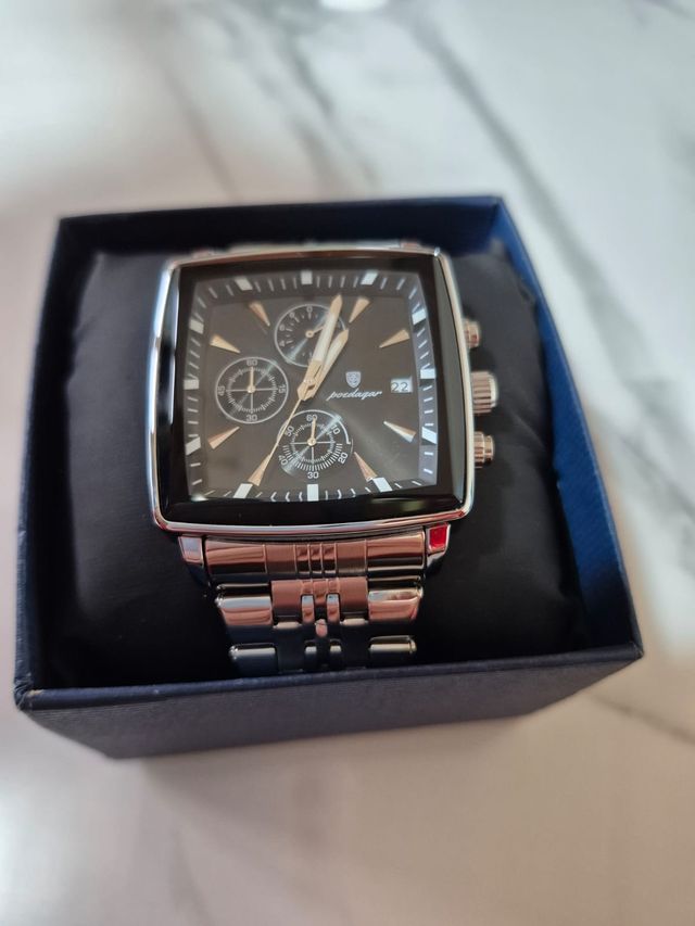 Poedagar Rectangular Chrono Acero Inoxidable