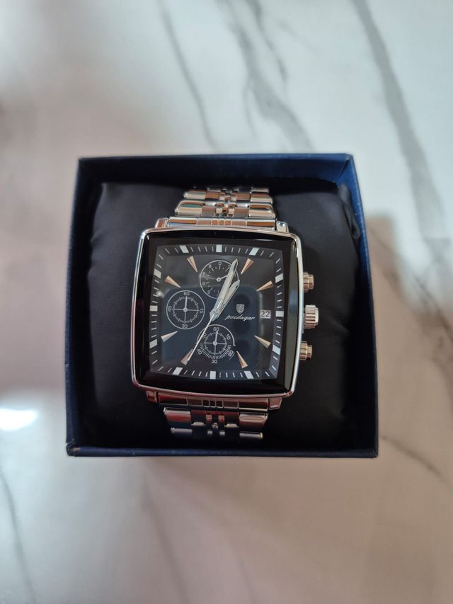 Poedagar Rectangular Chrono Acero Inoxidable