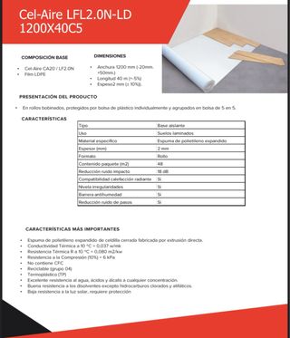 Base aislante suelo laminado 48m2