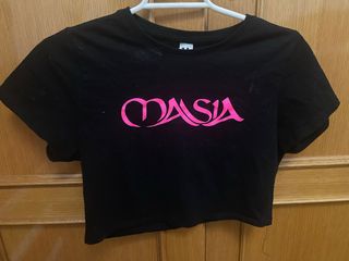 Camiseta corta Masia negra y rosa