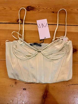 Top Corsé Zara Verde Nuevo