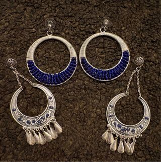 Lote 2 pares pendientes aro y colgante