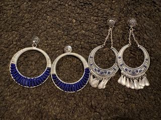 Lote 2 pares pendientes aro y colgante