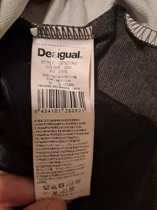 Vestido Desigual flores gris y rojo