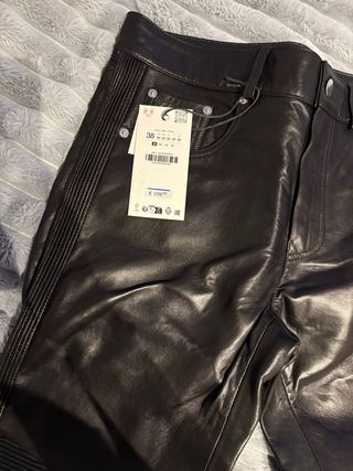 Pantalones Zara Moto Negros