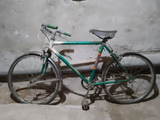 Bicicleta antigua verde