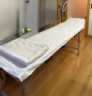 Camilla plegable y aro de luz