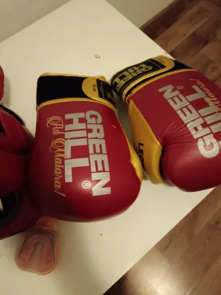 Protector cabeza,  y guantes Green hill