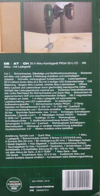 Multiferramenta 3 em 1 Parkside 20v - novo