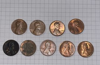 Lote 9 monedas Lincoln
