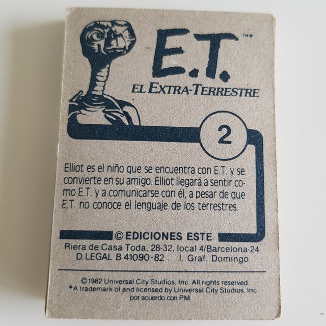 24 cromos E.T. L'extraterrestre (1982)