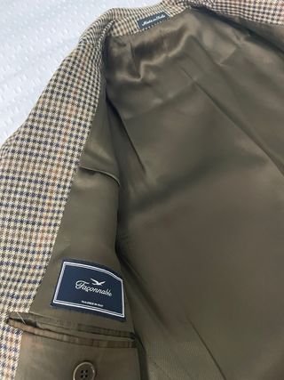 Americana Lana Cuadros Faconnable Beige/Marrón