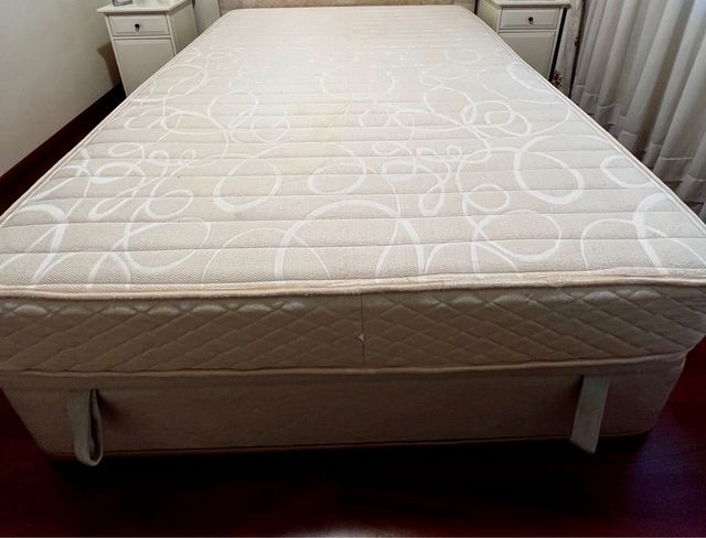 Canapé abatible tela blanco/beige