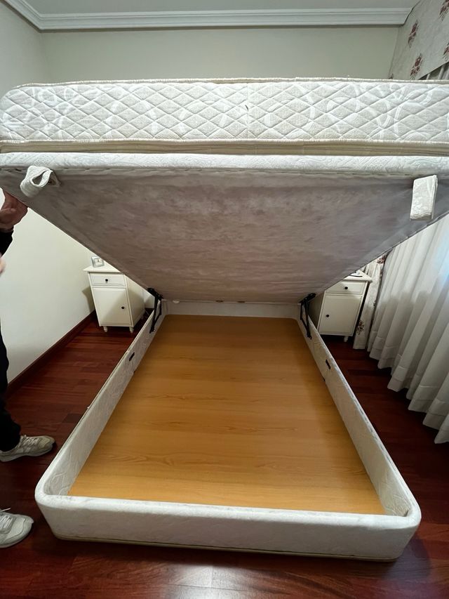 Canapé abatible tela blanco/beige