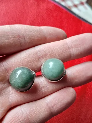 Pendientes de piedra verde y plata 925.