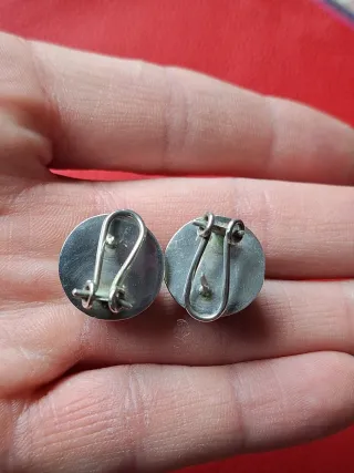 Pendientes de piedra verde y plata 925.