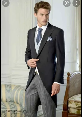 Traje de boda negro y gris