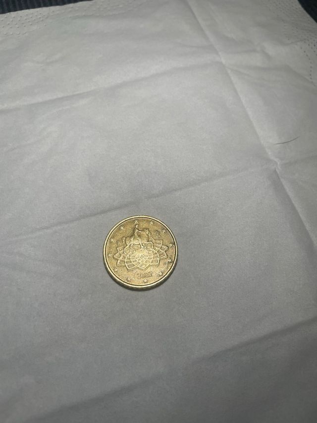 Moneda 50 céntimos Italia 2002 rara