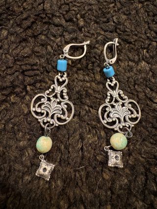 Pendientes étnicos plata y turquesa