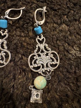 Pendientes étnicos plata y turquesa