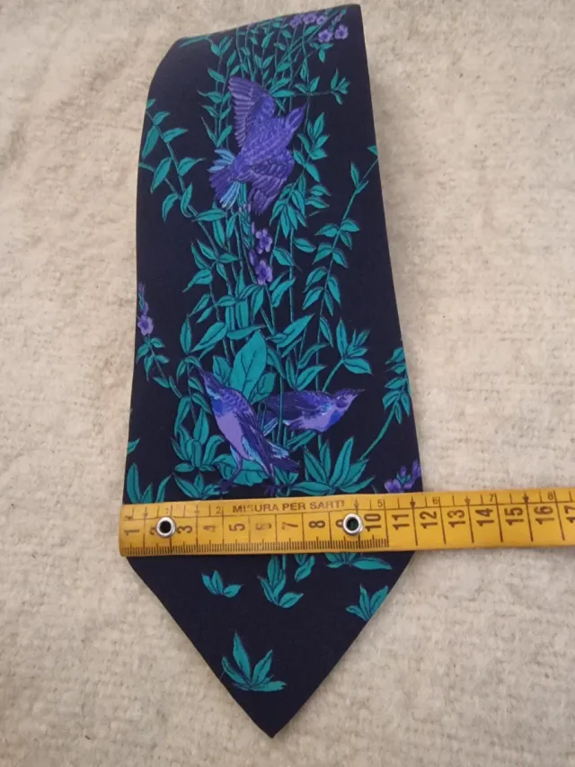 Cravatta Seta Ken Scott Uccelli Viola Blu