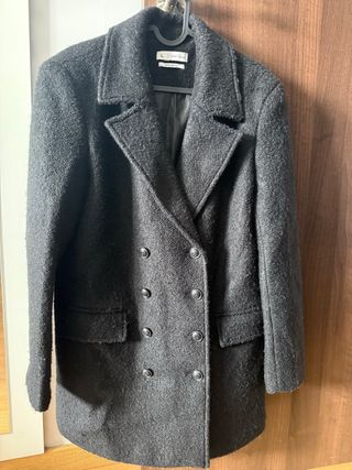 Abrigo paño lana negro Talla L