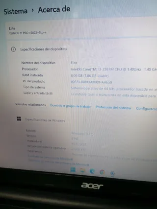 Portátil Acer V5 Negra recién instalado Windows 11