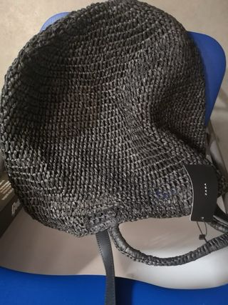 Bolso Zara Negro Tejido Nuevo con Etiqueta