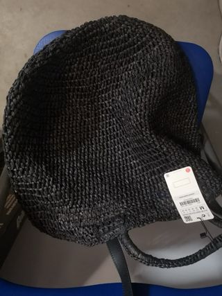 Bolso Zara Negro Tejido Nuevo con Etiqueta