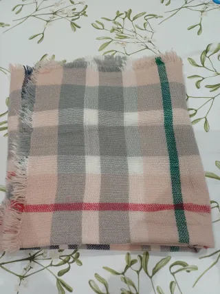 Bufanda de cuadros beige multicolor