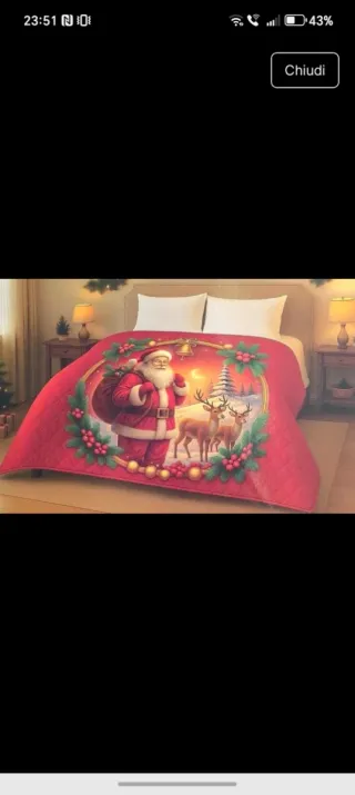 Copripiumino Natale con Babbo Natale e Renne