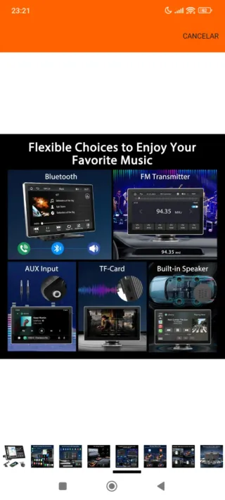 Reproductor Portátil Coche CarPlay Android Auto