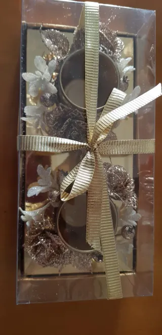 Set 2 portacandele oro glitter