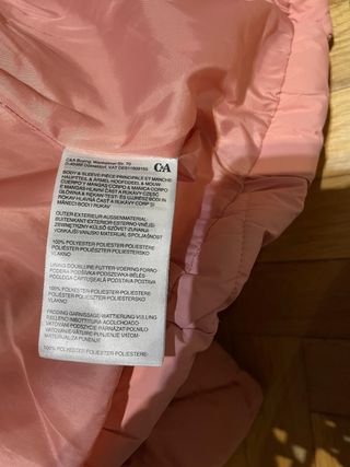 Cappotto imbottito per bambini C&A rosa taglia fino a 158 cm