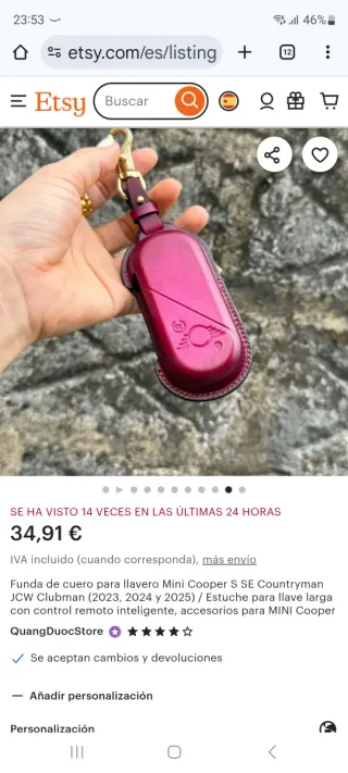 Funda cuero llavero Mini Cooper