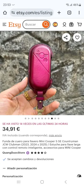 Funda cuero llavero Mini Cooper