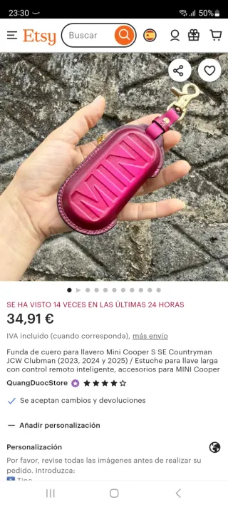 Funda cuero llavero Mini Cooper