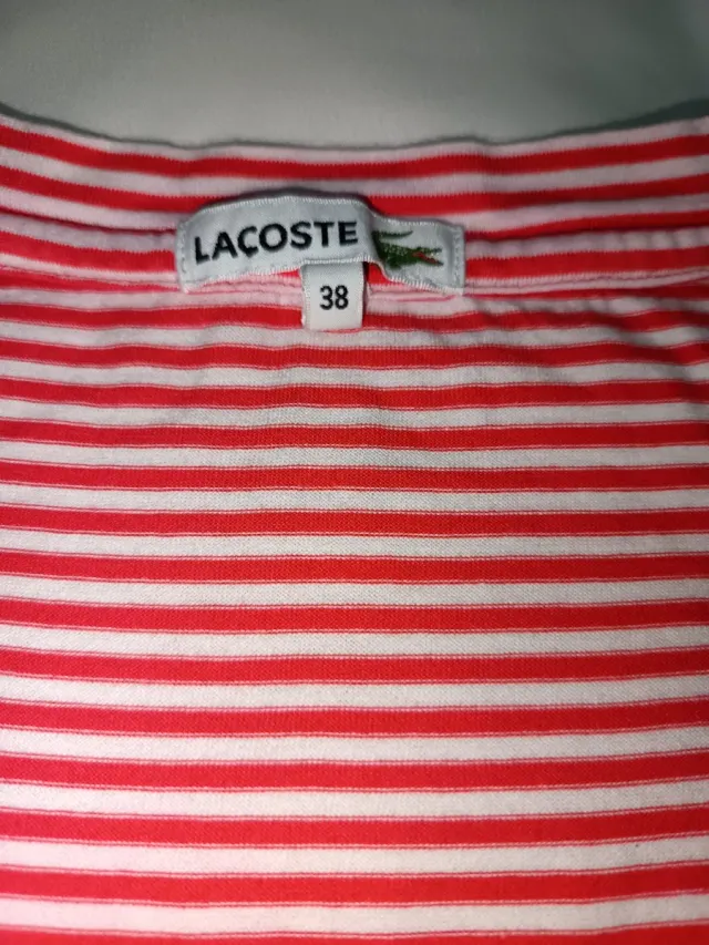 Polo Lacoste Mujer Rayas Rojas Talla M