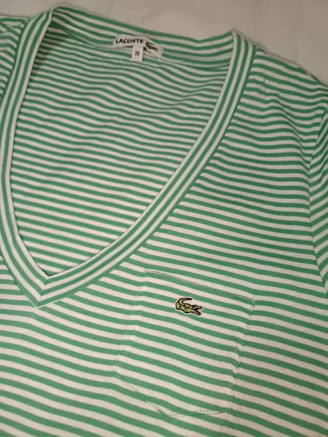 Polo Lacoste Mujer Rayas Rojas Talla M