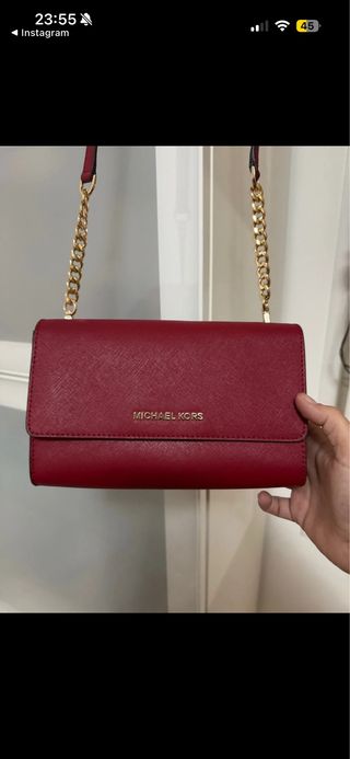 Bolso Michael Kors Rojo Cadena Dorada