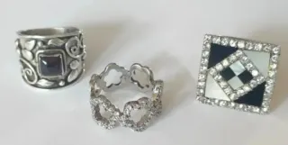 Anillos Plata Ley Circonitas Corazones Cuadrado
