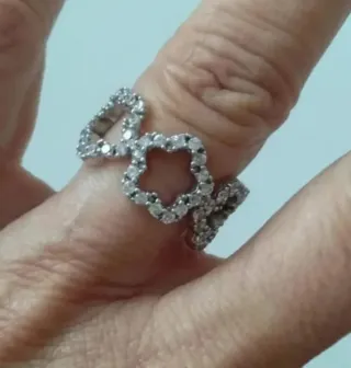 Anillos Plata Ley Circonitas Corazones Cuadrado