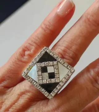 Anillos Plata Ley Circonitas Corazones Cuadrado