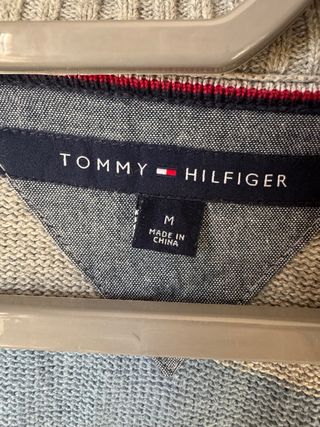 Maglione Zip Tommy Hilfiger Righe Blu Grigio