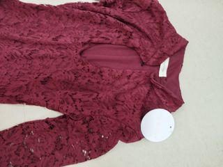 Vestido de encaje burdeos manga larga