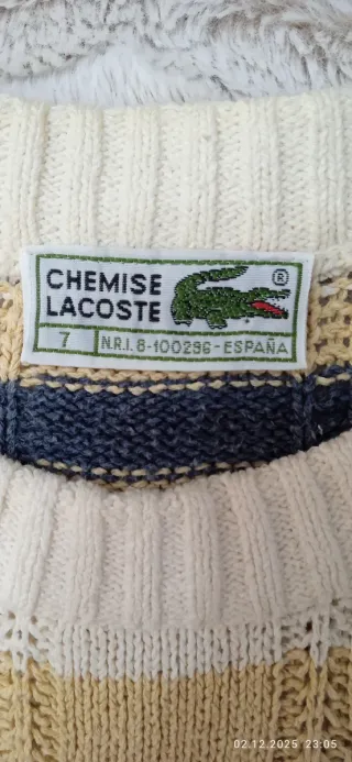 Jersey Lacoste Beige y Blanco Rayas